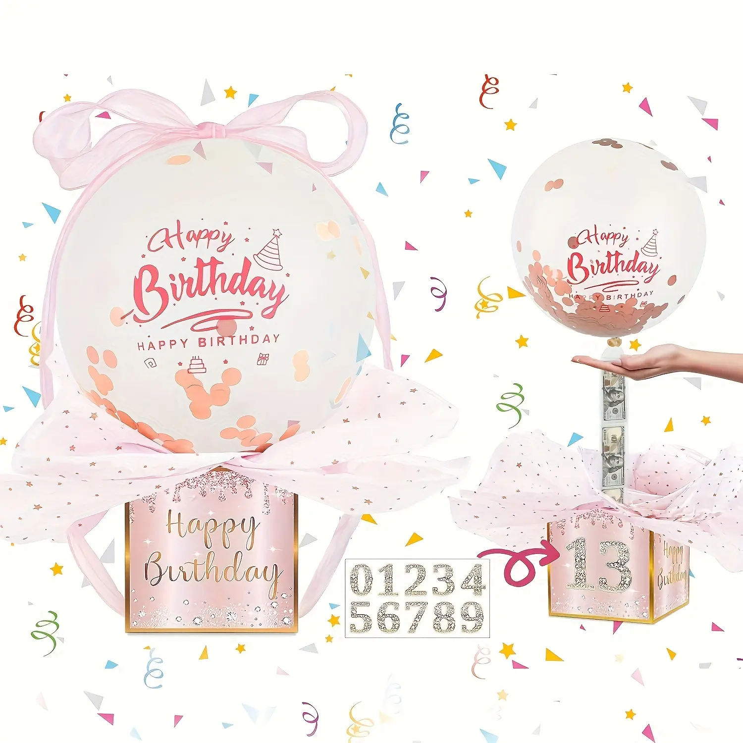 Birthday Surprise Cash Lottery Set, Upgraded Cash Box & Fun Money Balloon Box, Funny Birthday Gifts, Perfect Gift for Boyfriend Girlfriend Spouse Sibling