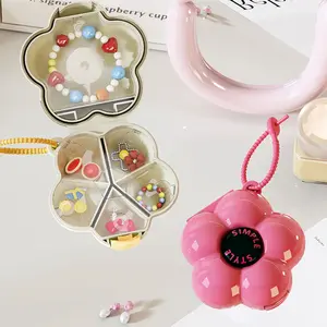 Dopamine Flower Pill Box Portable Medicine Organizer Seven Days a Week Mini Pill Box Sealed Storage Box, Mini Portable Travel Jewelry Box - Compact Flower-Shaped Storage Box, Small Accessories Storage