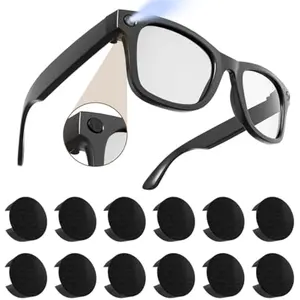 12Pcs LED Light Blocking Stickers Compatible with Ray Ban Meta Wayfarer/Skyler/Headliner(Gen 2) & Oakley Meta HSTN Smart Glasses Accessories, Low-Tack Restickable Blackout Light Covers, Black