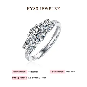 [37] HYSS JUST ME – 3-Stone Moissanite Ring | 925 Sterling Silver for Women Weddings | Anniversaries | Birthdays | Special Moments