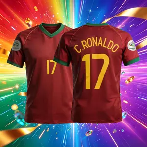 17# Cristiano Ronaldo 2006 Portugal National Home Red Short Sleeve Soccer Jersey Fans Version