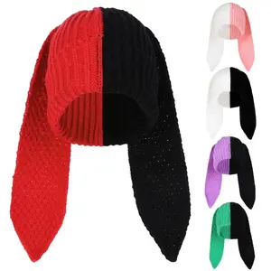 Women Men Winter Bunny Ear Beanie Adorable Knit Hat with Long Ears Warm Rabbit Crochet Cap Stylish Slouchy Design for Skiing Outdoor Activities
