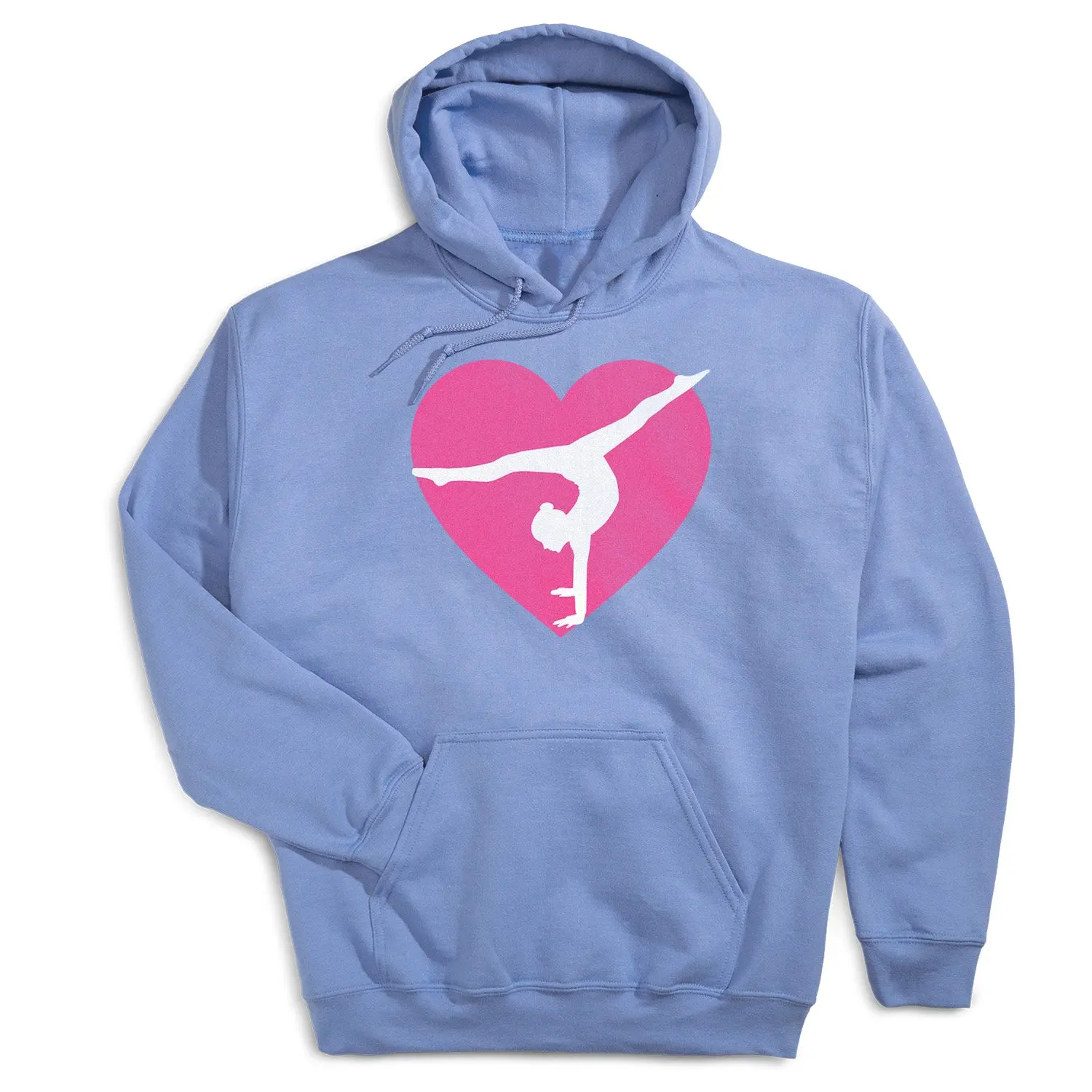 Women's Stylish Cotton Long Sleeve Pullover Hooded Gymnastics Sweatshirt - Casual Pocketed Tops with Gymnast Heart Design, Women's Clothes