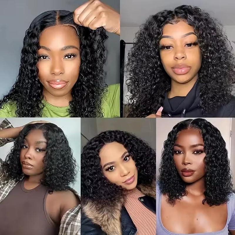 Short Curly Bob Wig Glueless Human Hair 4x4 Pre Cut Pre Bleached Pixie Cut Lace Closure Wig Ready To Wear Go Glueless Wig Water Wave Human Hair Lace Front Wigs