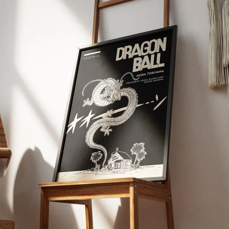 The Dragon Anime and Manga Poster, Premium Matte Wall Art, Minimalist Japanese Style Print, Vintage Anime Decor