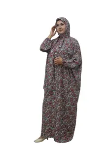 Floral Headscarf Prayer Dress, Loose Fit, Soft Fabric, Full Coverage, Suitable for Daily Worship and Elegant, All Seasons