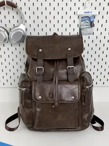 Vintage Soft PU Shoulder Bag for Women, High-End Commuter Laptop Backpack, Large Capacity Student School Bag, Travel Bag Unisex