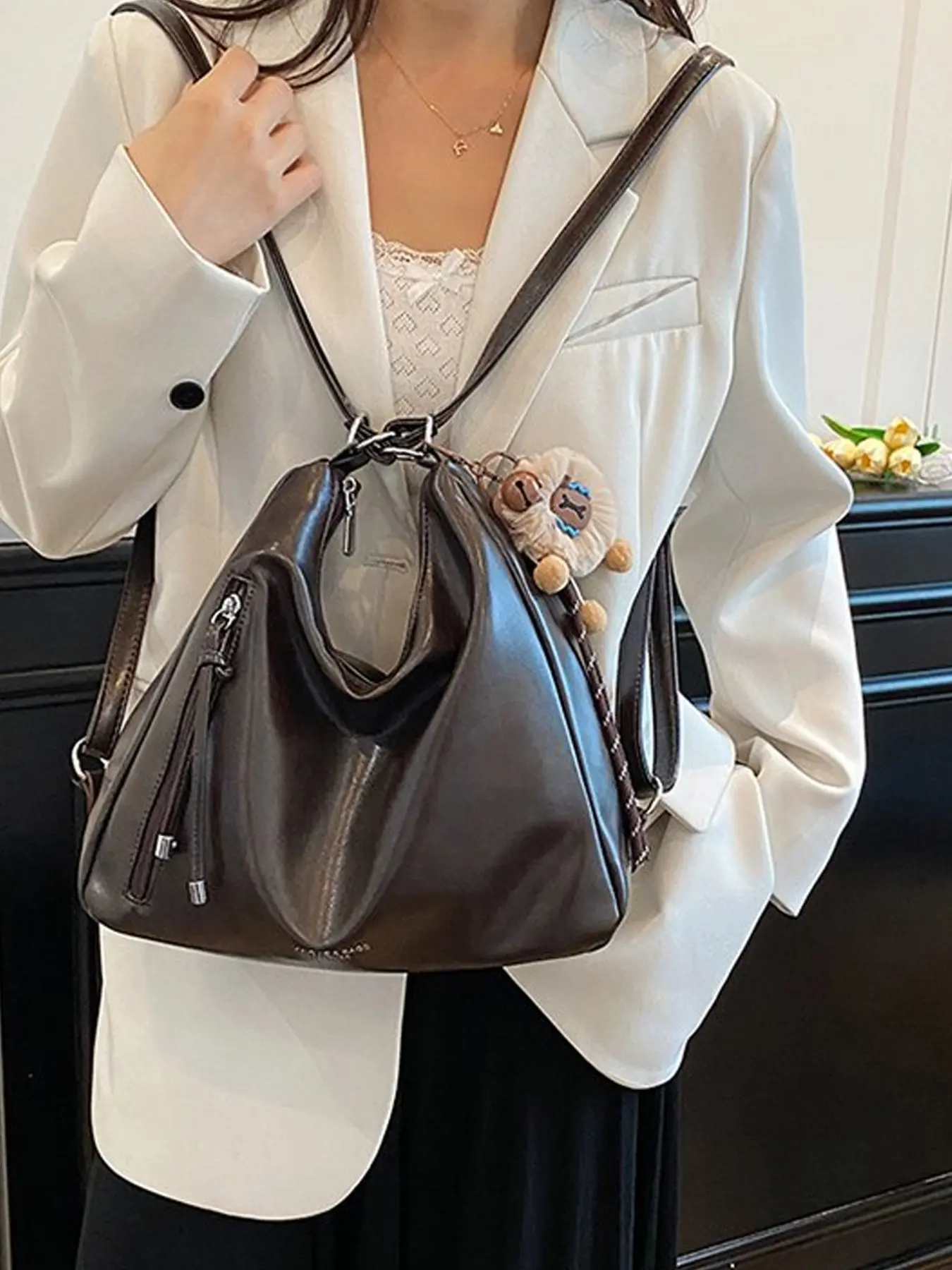 New Fashion Single Shoulder Commuter Tote Crossbody Bag, Large Capacity Casual Backpack for Work, Business, Travel, Party, Wedding Gift, Pu Leather Bag, Fashionable Crossbody Bag