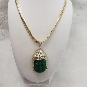 Elegant 14k Gold Plated Chain Necklace with Buddha Pendant