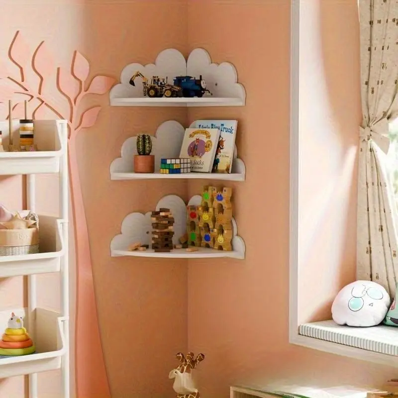 3pcs Space-Saving Wall-Mounted Storage Rack, Wall Mount Design, Cute Bathroom Corner Decorative Hanging Box, Living Room Display Shelf, Floating Frame, Wall Shelf Set, Wall Mounted Organizer