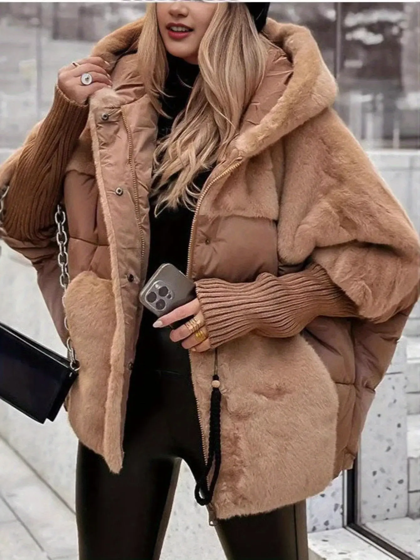 Plus Size - Plus Size - Plus Size, Women'S Oversized Winter Jacket - Elegant Casual Coat with Stand Collar & Full-Zip Closure, Warm Insulated Mid-Length Outerwear, Beige Puffer Coat with Pockets for Commuting, Office & Casual