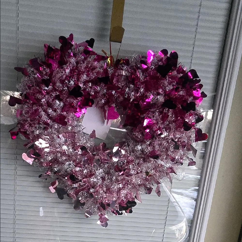 Shiny Heart Wreath - Pink and Black Decorative Item as Shown