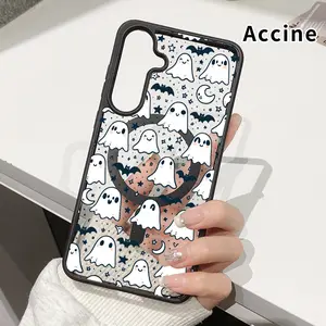 Magnetic Case Compatible with Galaxy S23 Ultra S24 Plus S25 S22+ FE Ghostly Nightscape Transparent Acrylic Scratch-resistant skin-friendly feel Smartphone Cover for Girl