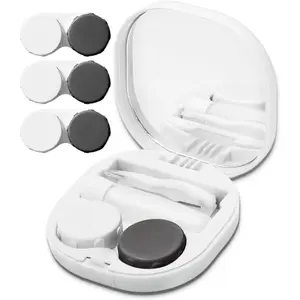 Contact Lens Case, Portable Contact Case with Contact Lens Applicator Tool and 3pcs Extra Solution Soaking Cases for Daily Vision Care and Outdoor Use, Travel Size (White)