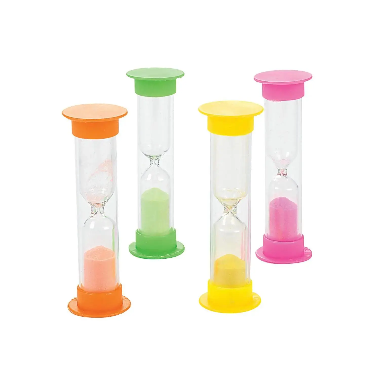 3" 3-Minute Red, Green, Yellow and Pink Sand Timers - 12 Pc.