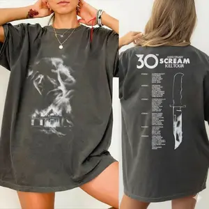 Comfort Color Scream 7 30th Anniversary Scream Kiill Tour Adult and Youth Shirt Sweatshirt, Horror Movie Graphic Tee, Knife Back Print, Scream Tour Dates Shirt , Tour Shirt, men's women clothing clothes merch, Streetwear, Gift For Him & Her