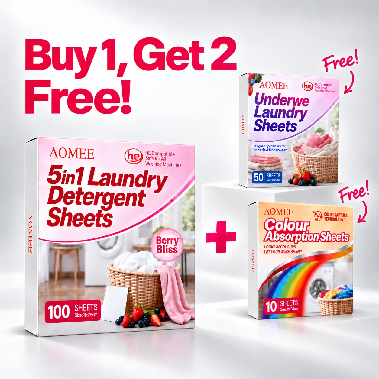 AOMEE Alcohol-Free Laundry Detergent Sheets (160 Loads, Buy 1 Get 2 Free) - Laundry Turtle, Powerful Concentrated Household Cleaner, Gentle Formula, No Fluorescent Whitening Agents/Harsh Residues, Berry Scent, For Microfiber Cloths, Glass