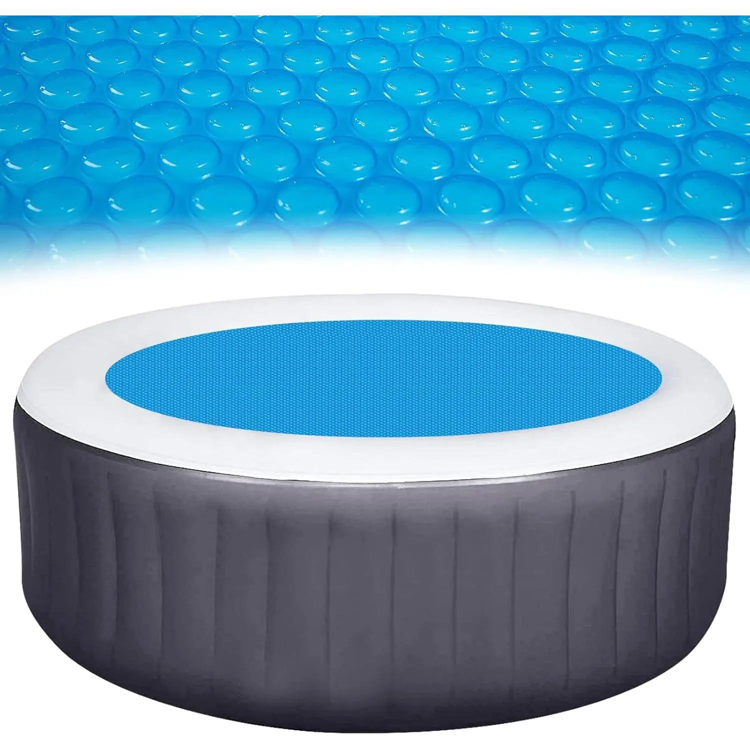 and Hot Tub Cover - 7 FT Dia 16-mil Round Hot Tub Thermal Insulation Solar Blanket Bubble Cover
