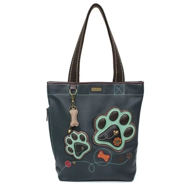 CHALA - TEAL PAW PRINT - EVERYDAY ZIP TOTE II*