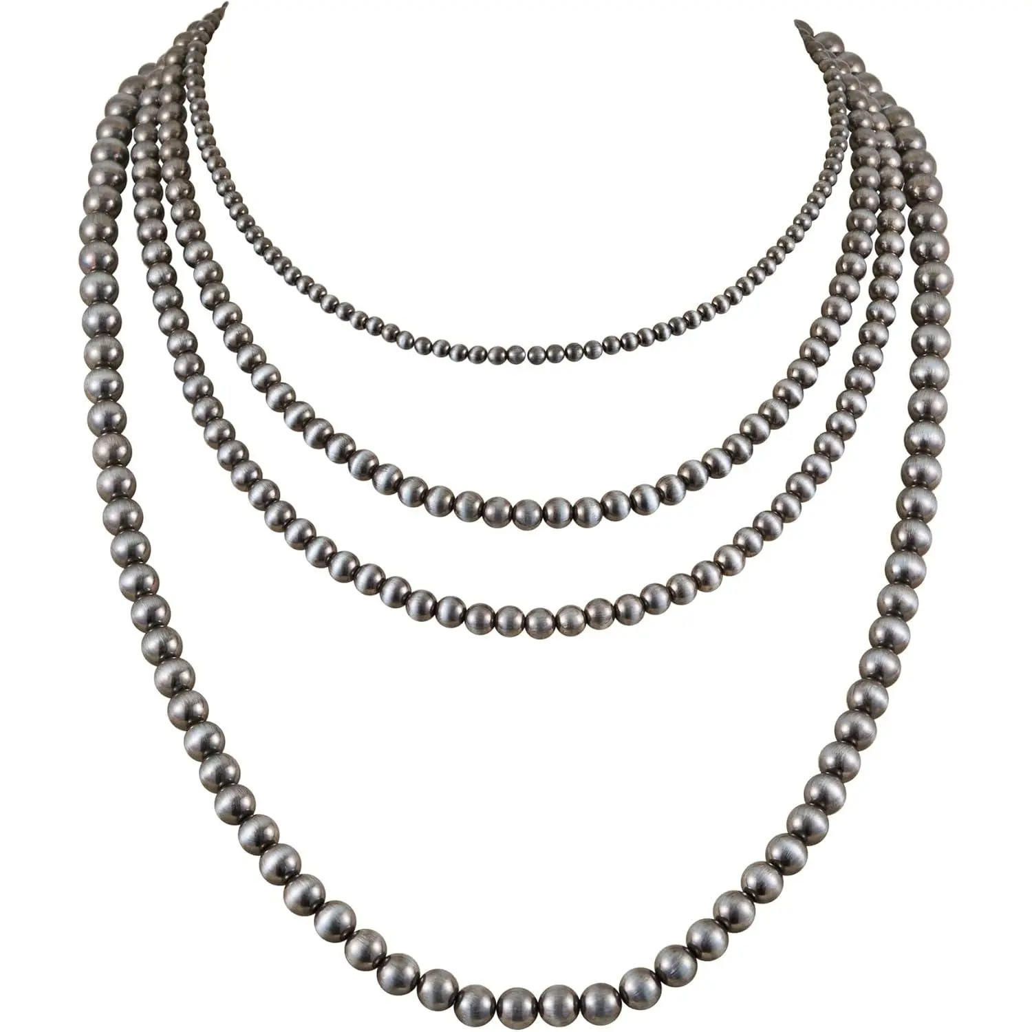 Women's Southwestern Layered Beaded Necklace - Western Cowgirl Style Jewelry with Crescent Pendant, Bead String Necklaces