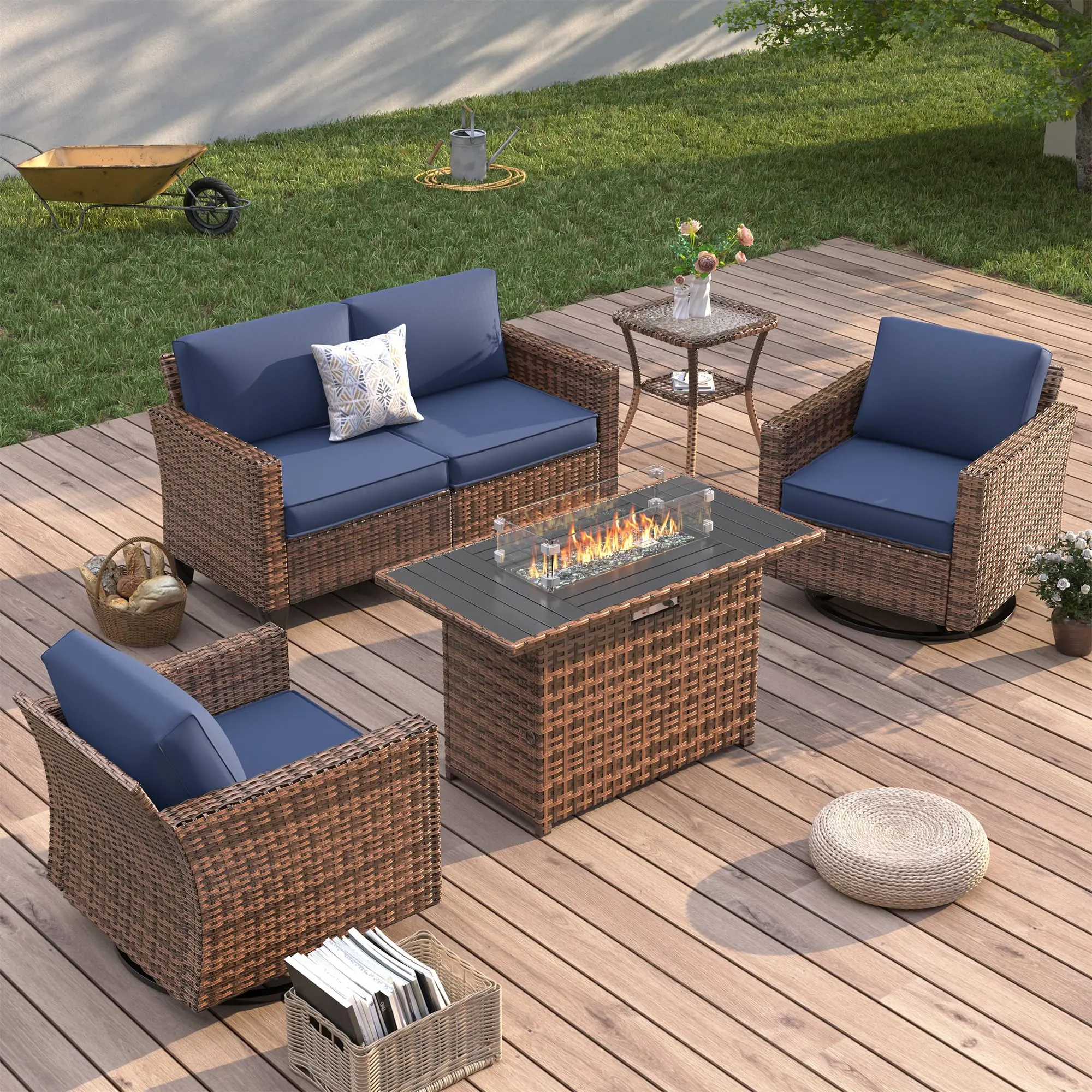 5 PCS/4 Seats Fire Pit Table
