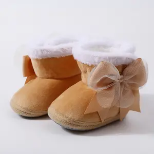 Emmababy Baby Girl Boots Newborn Shoes Winter Snow Bowknot Anti-Slip Soft Sole Warm Infant Toddler Prewalker Booties