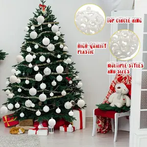 100pcs Christmas Tree Ornaments, Shatterproof Plastic Baubles, Decorative Balls for Holiday Wedding Party Decoration, Party Decoration Supplies