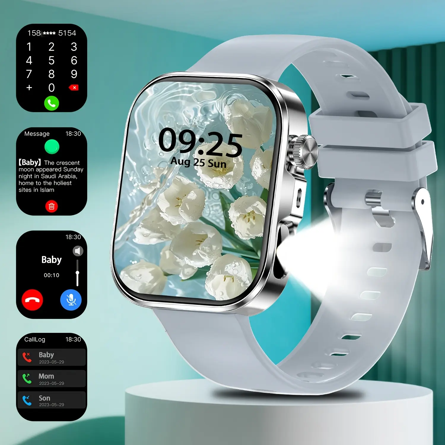 Wearable Smartwatch with Stylish Strap - Activity Tracking, Call Notifications, Wrist-Based Light, Message Alerts - Compatible with Android & iPhone, Ideal Gift for Valentine's Day, Christmas (Men & Women)