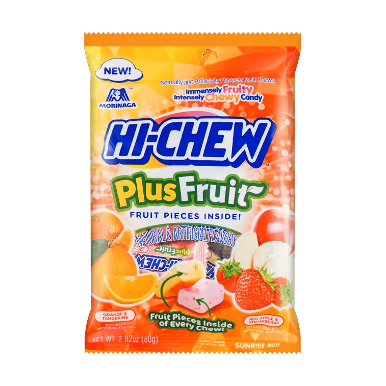 Morinaga Hi-Chew Plus Fruit Mix Sweet Soft Chews Fruit & Chewy Candies, Pick-and-Mix Snack Bag - 80g