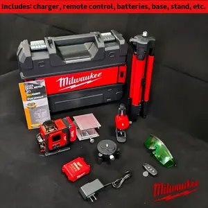 Milwaukee Mivowkie Professional-Grade Laser Level Set - 3x360° Green Lines, Self-Leveling, Full Kit for Precision Alignment, Ultra-Bright Green Beam, Complete Kit