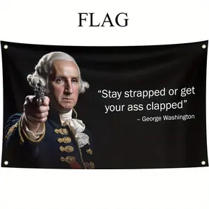 George Washington Funny Meme Banner, Polyester Flag with Text, Versatile, Durable, Perfect for Room Bedroom Dorm Man Cave Decor