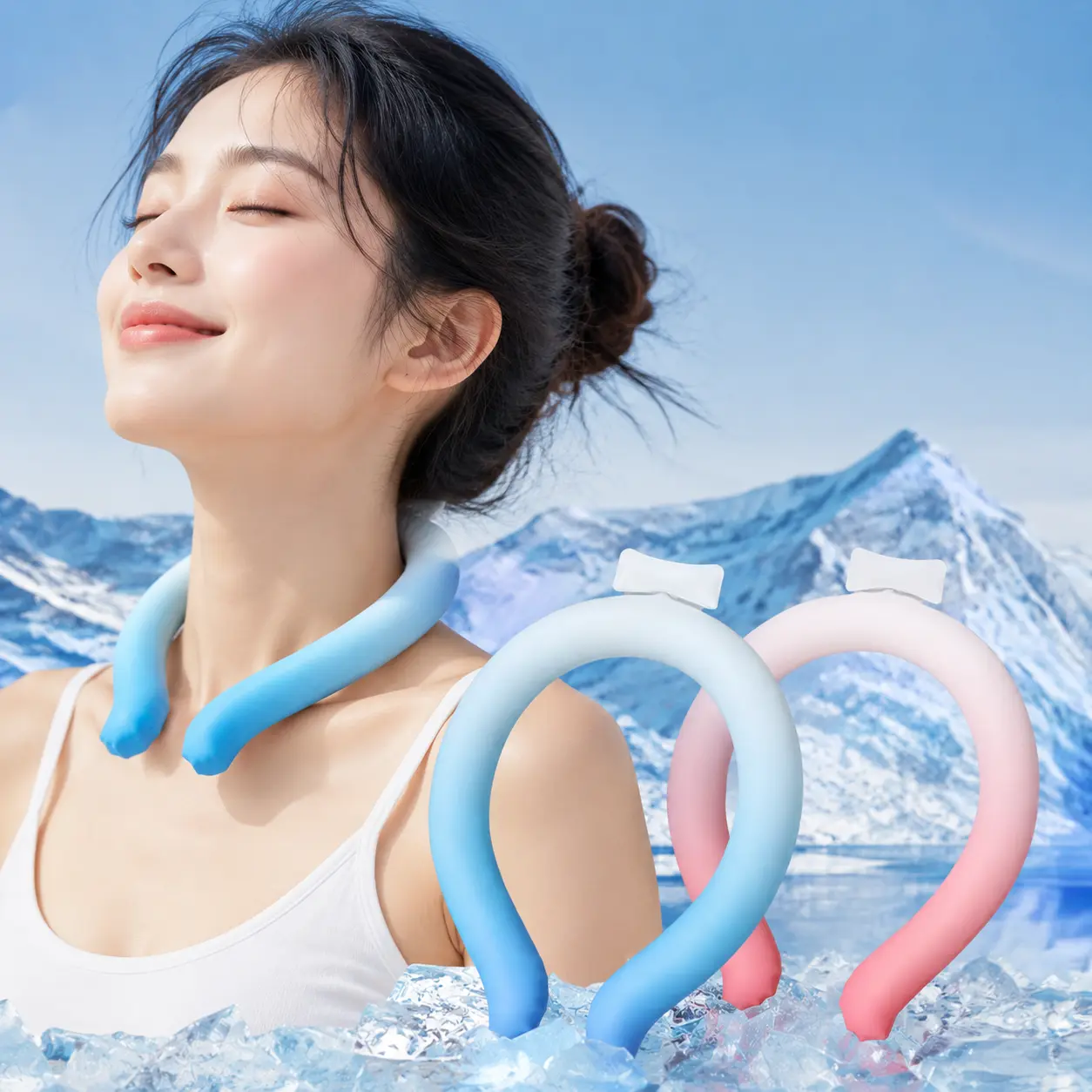 Cold Neck Ring, Summer Cooling Neck Ring, Outdoor Activities And Exercise Cooling Neck Ring, Ice Packs, Cooling Pads, Ice Compress | Reusable Neck Cooling Tube for Hot Weather and Hot Flashes, Lightweight Ice Neck Ring Cooler for Daily Summer Heat Relief