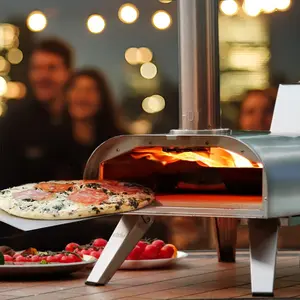 BIG HORN Game Day Watch Party 12''/16'' Wood Pellet Pizza Ovens, 660°F Bake Neapolitan Pizza in 90s, Portable Outdoor Pizza Grill Stove, Stainless Steel, for Outdoor Backyard Camping