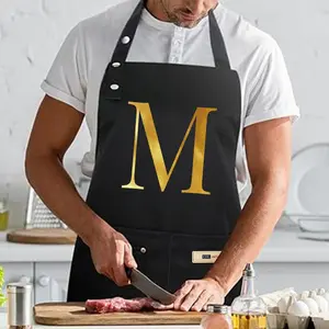 Letter Pattern Adjustable Apron with Pocket, 1 Count Professional Apron for Cooking, Gardening, Painting, Baking, Restaurants, Essential for Holidays, Kitchen Cooking Aprons