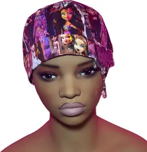 BRATZ Pink Satin Lined Ponytail Scrub Cap