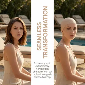 Realistic Latex Bald Head Hat, Unisex Bald Cap, Halloween Cosplay Costume Accessory, Prank Prop, Stage Performance, Funny Novelty Headwear for Men Women Adults Adjustable Waist Tightener Clip Retirement Romantic Metallic Heart-Shaped Birthday dream mask