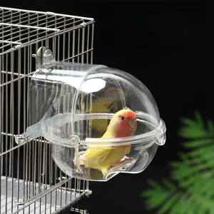 Parrot bath, bird hanging bath, starling pet bath, bathtub, transparent large bath box, bird supplies