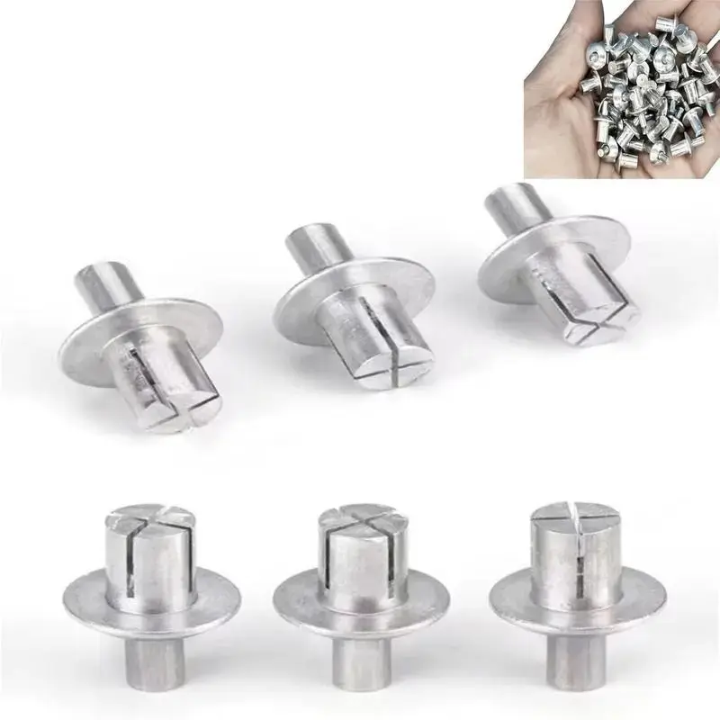 Aluminum Alloy Push-In Rivets - Half Round Head, Knock Type Expansion Rivets, Premium Polished, Strong Hold Hammer-In Assortment, Durable Corrosion-Resistant Heavy-Duty Industrial Hardware Parts, Half Round Head Rivets
