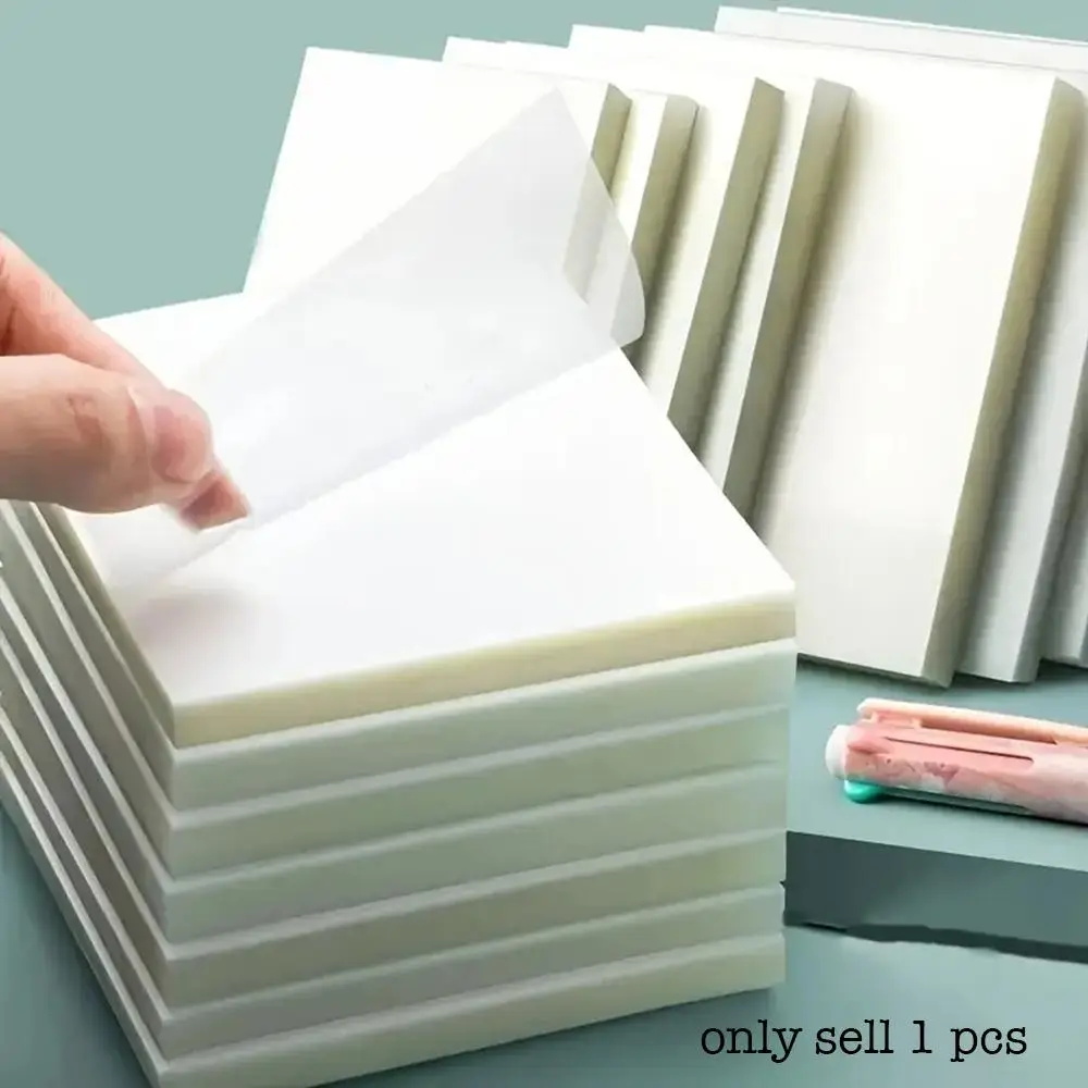 50sheets Transparent Sticky Notes, Clear Square Sticky Notes, Durable Portable Writing Instrument For School & Office