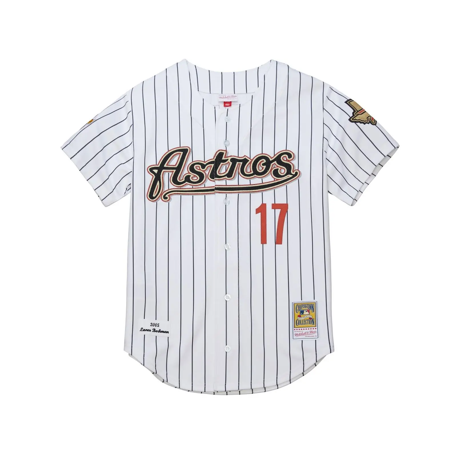 Lance Berkman Houston Astros White 2005 Authentic Jersey MLB Throwback Baseball Cooperstown Fan Gear Mitchell & Ness