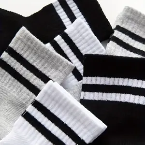 30 Pairs of Boys, Girls, Breathable And Comfortable Socks, Student Crew Neck Socks, Casual Solid Color Socks, Campus Socks, Striped Two Bars
