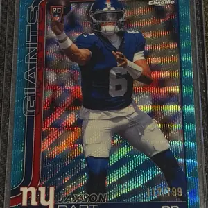 2025 Topps Chrome Football Jaxson Dart Aqua Wave Refractor 112/199 Color Match