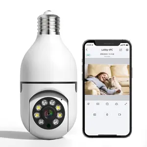 Light Bulb Camera, 1 Count 1080P FHD Resolution Home WiFi Security Camera, Smart 360 PTZ Indoor/Outdoor Bulb Security Camera, Remote Voice Intercom HD Night-Vision Light Bulb Security Camera