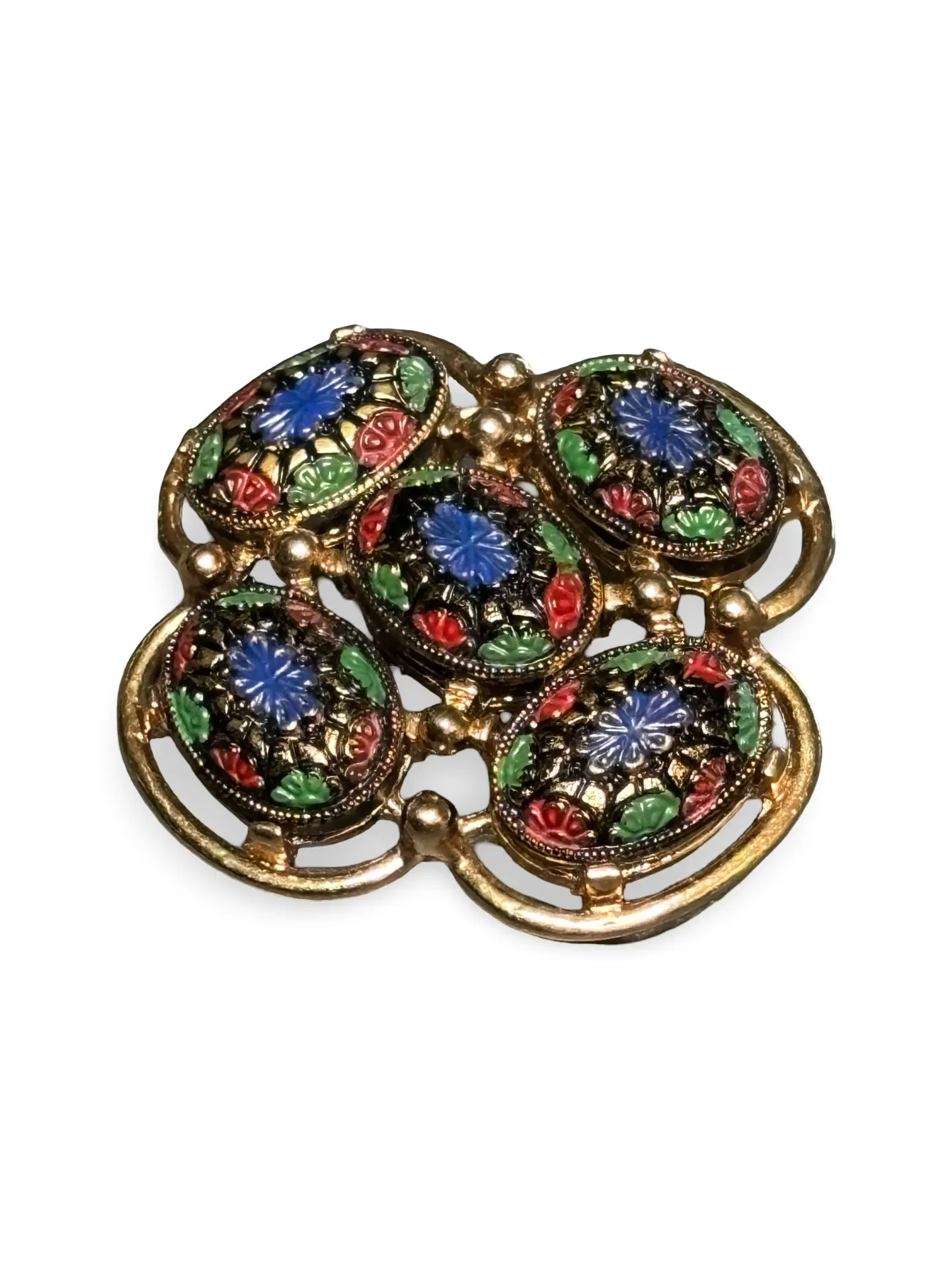 Vintage 1960s Art Deco Sarah Coventry Light of the East Pin Enamel Brooch