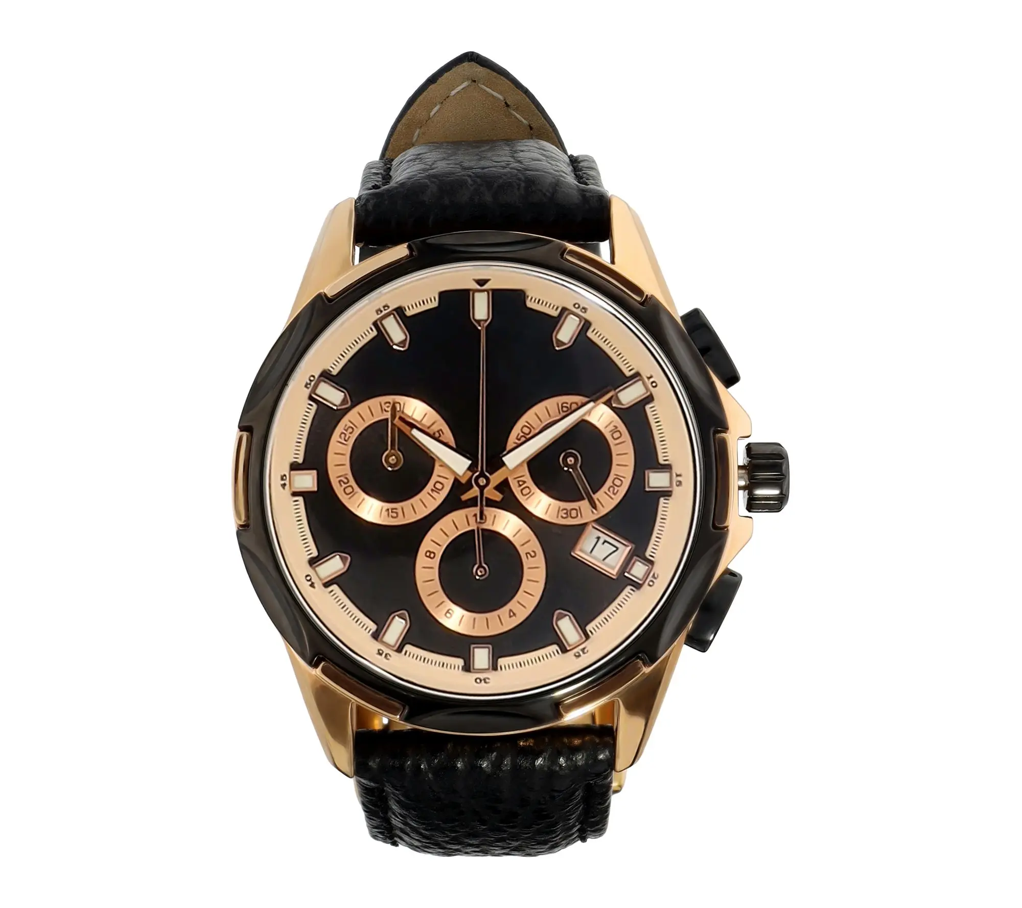 Bronzo Italia 14K Rose Plated Chronograph Leather Watch Bronzo Italia 14K Rose Plated Chronograph Leather Watch