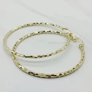 Hoops Earrings 14k Yellow Gold brilliant cut Argollas Oro Laminado