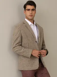 INSPIRE CHIC Houndstooth Blazer for Men's Classic Fit Business Two Button Plaid Sports Coat