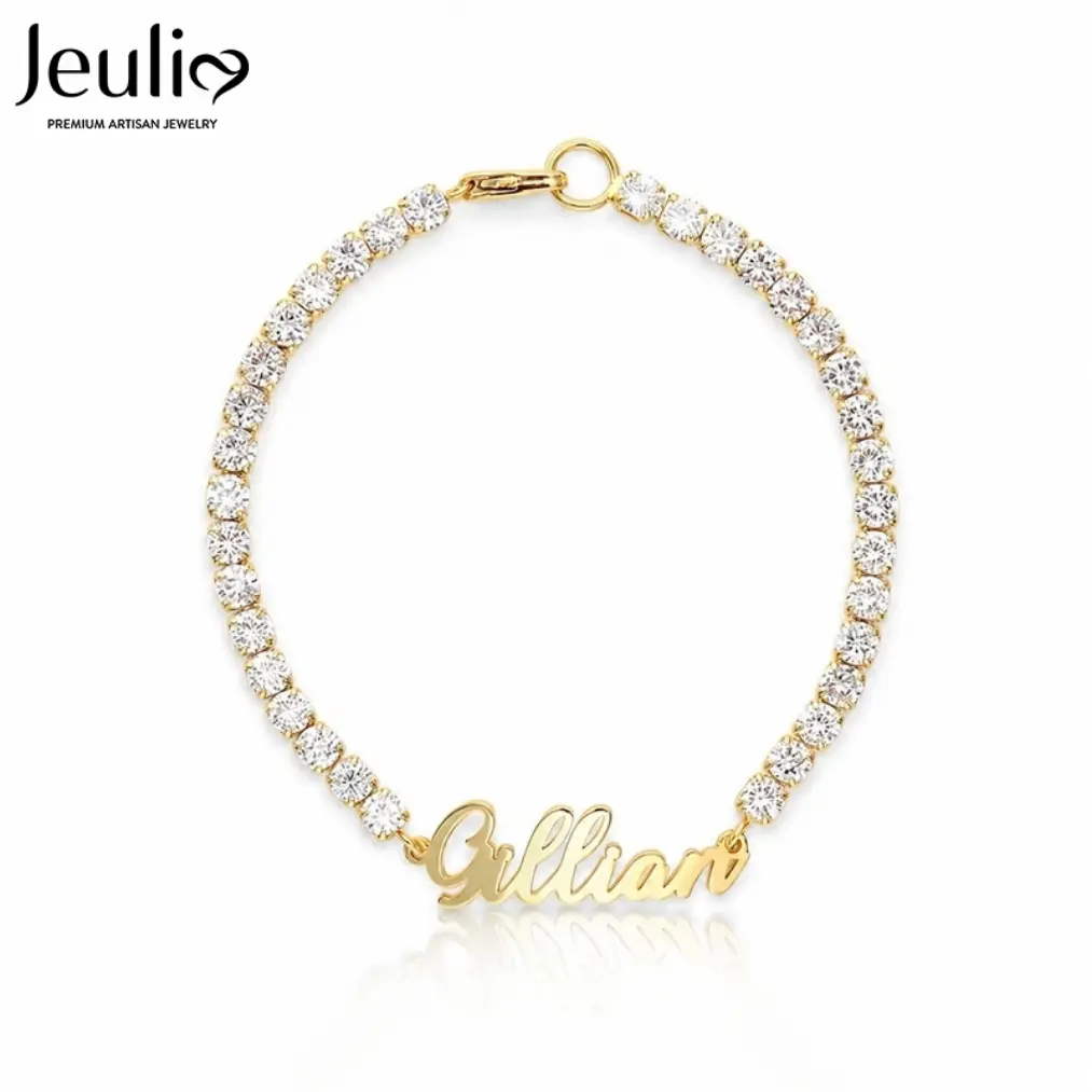 Jeulia Personalized Name Bracelet for Women, Gorgeous Round Cut Custom Bracelet, Elegant Personalized Jewelry Gift