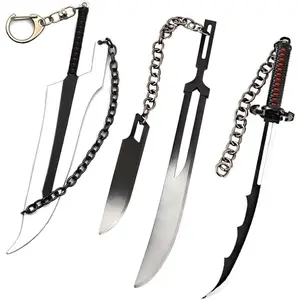 Ichigo Bankai Zangetsu Charm Soul Reaper License Keychain - Uryuu Quincy Cross Necklace - Anime Gift for Men Women