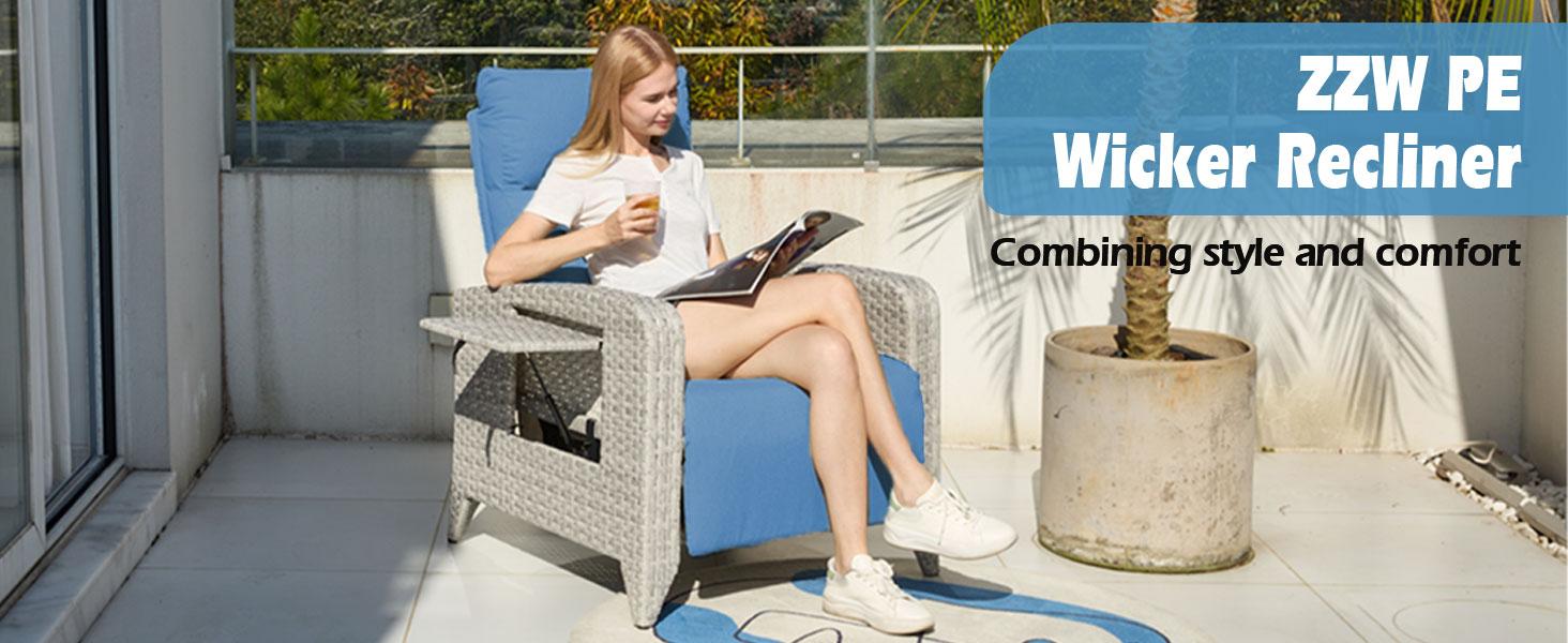 ZZWHOM Cozy PE Wicker Recliner with Side Table – 1/2 PCS Set, Outdoor Patio Chair with Reclining Back, Swivel & Non-Swivel Options for Morning Coffee on Balcony or Poolside Lounging ZZWHOM Cozy PE Wicker Recliner with Side Table – 1/2 PCS Set, Outdoor Patio Chair with Reclining Back, Swivel & Non-Swivel Options for Morning Coffee on Balcony or Poolside Lounging